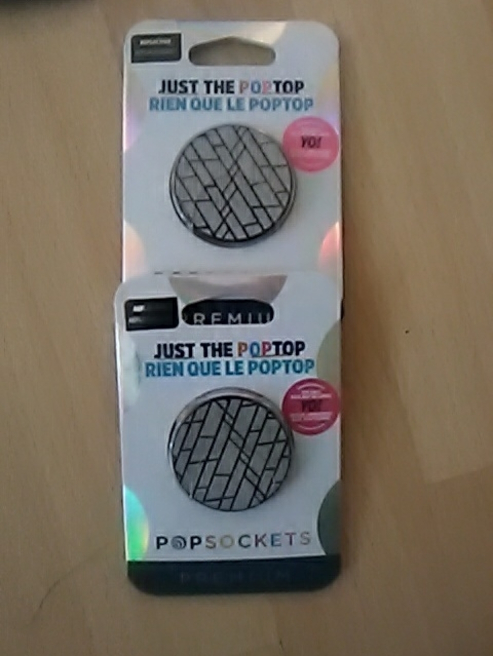 Popsockets PopTop Pair in Black & Silver Geometric